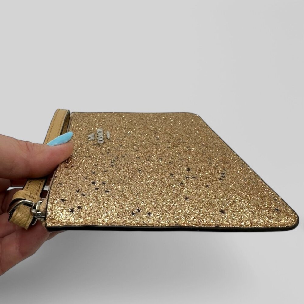 NWOT Coach Silver Gold Star Glitter Small Wristlet - Picture 4 of 9